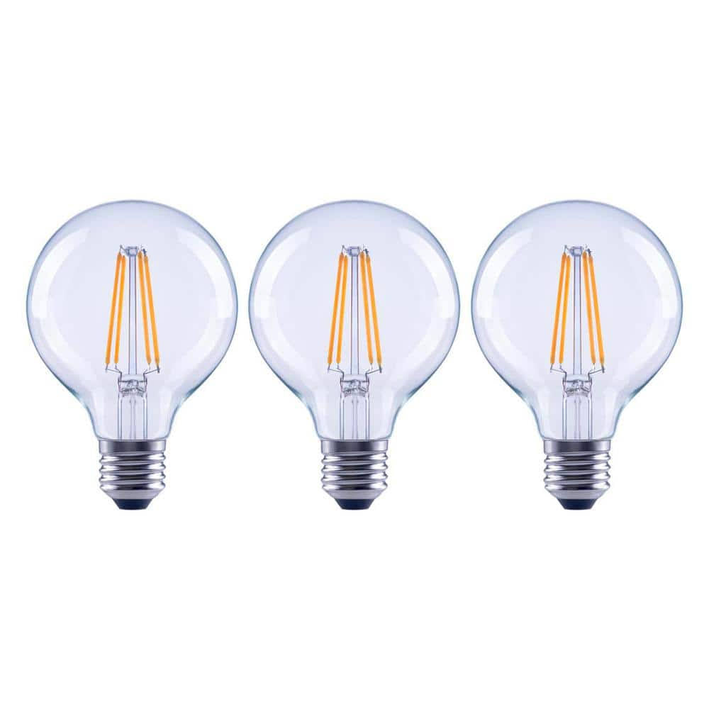 Ecosmart 100-Watt Equivalent G25 Dimmable Globe Clear Glass Filament LED Vintage Edison Light Bulb Bright White (3-pack)