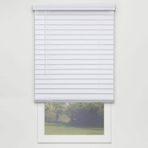 Perfect Lift Window Treatment Cut-to-Width White 2in. Cordless Faux Wood Blind - 22in. W x 72in. L Actual Size: 22in. W x 72in.