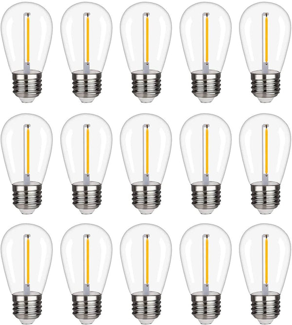 KGC Plastic S14 Replacement LED Edison Bulbs -1W Equivalent to 10W 2200K, No Glass Shatterproof & Waterproof LED Bulbs for Outdoor String Light, E26