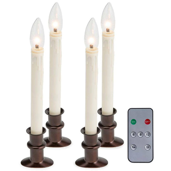 Plow & Hearth Adjustable Window Hugger Candles, Set of 4 with Remote